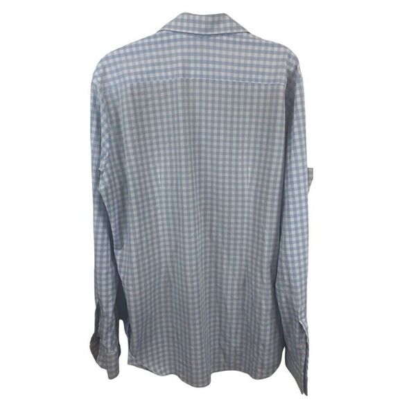 Mizzen + Main Leeward  Blue Gingham Plaid Button Up Shirt Size XL Trim Fit‎ - Picture 2 of 8
